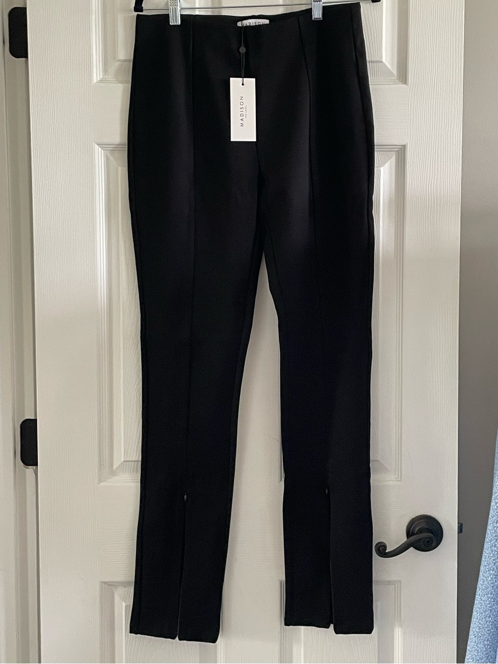 Madison for Label Black Slim Trousers with Front Slit Zipper